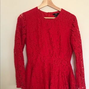 H&M red lace skater dress